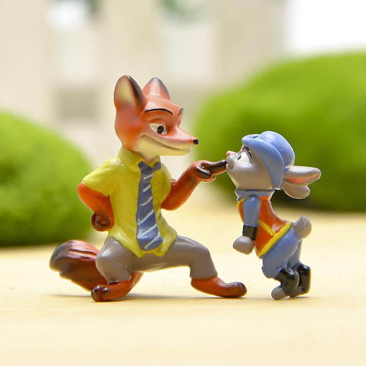 Zootopia Nick Judy Resin Figurines Mini Model Ornaments For Landscape Decoration