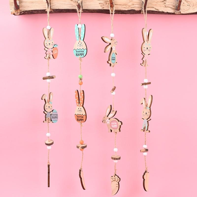 Kreatives Handwerk Holzdekoration Osterhase Hängeornament Osterfeiertagsdekorationen für mit Trageband Terrasse Hof Teil