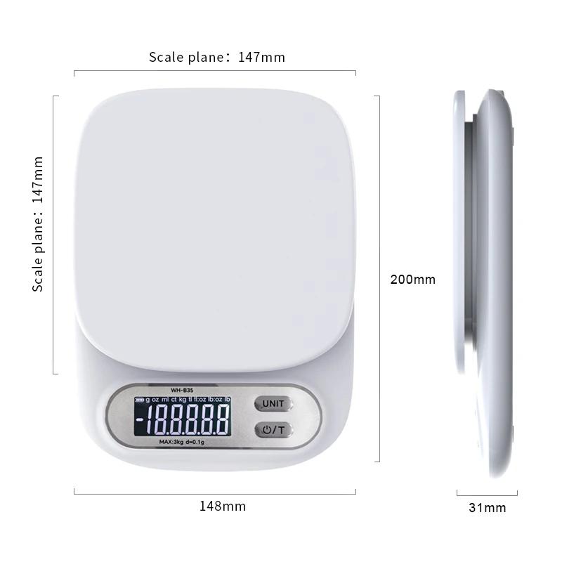 Digital Kitchen Scale 7kg/1g 3kg/0.1g Electronic Scales with LCD Battery/Rechargeable Food Scale Balance Weighing Baking Tools