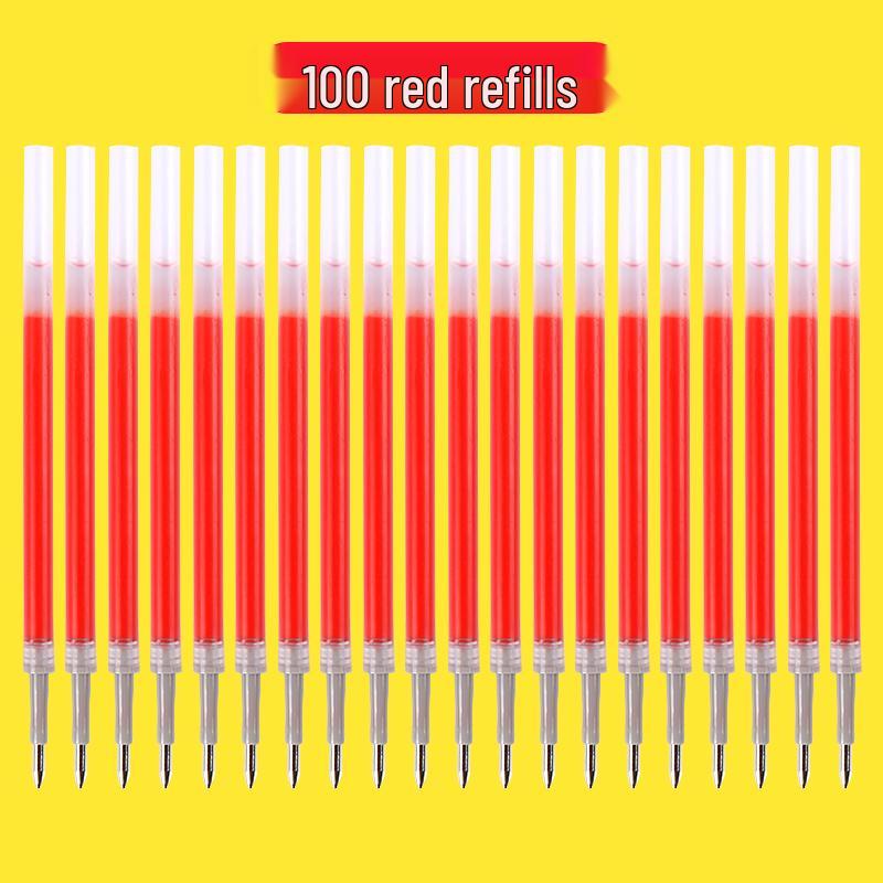 100-Pack of 0.5mm Black Gel Pen Refills - Water-Based, Bullet Tip, Push-Button, Red Pen Compatible
