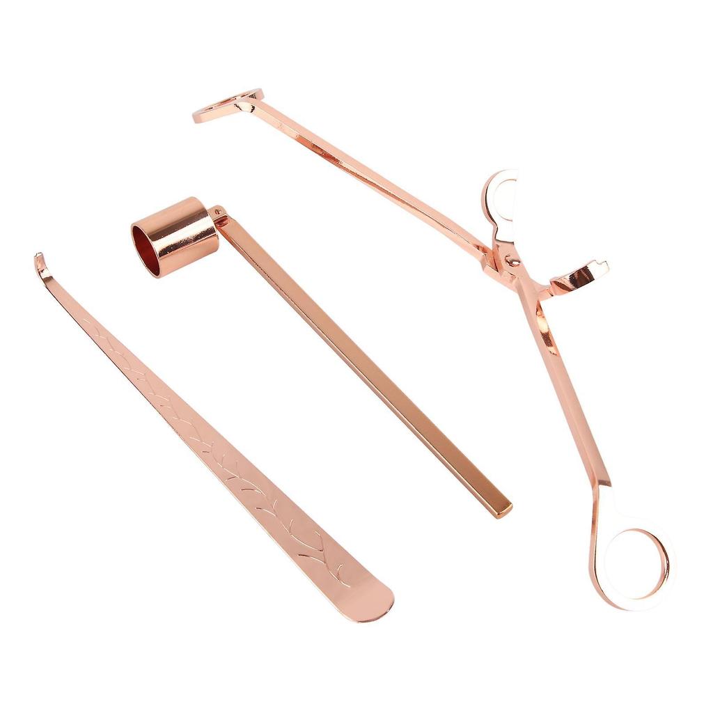 Candle Accessory Set Stainless Steel Candle Wick Trimmer Cutter Candle Snuffer Extinguisher Wick Dipper Rose Gold