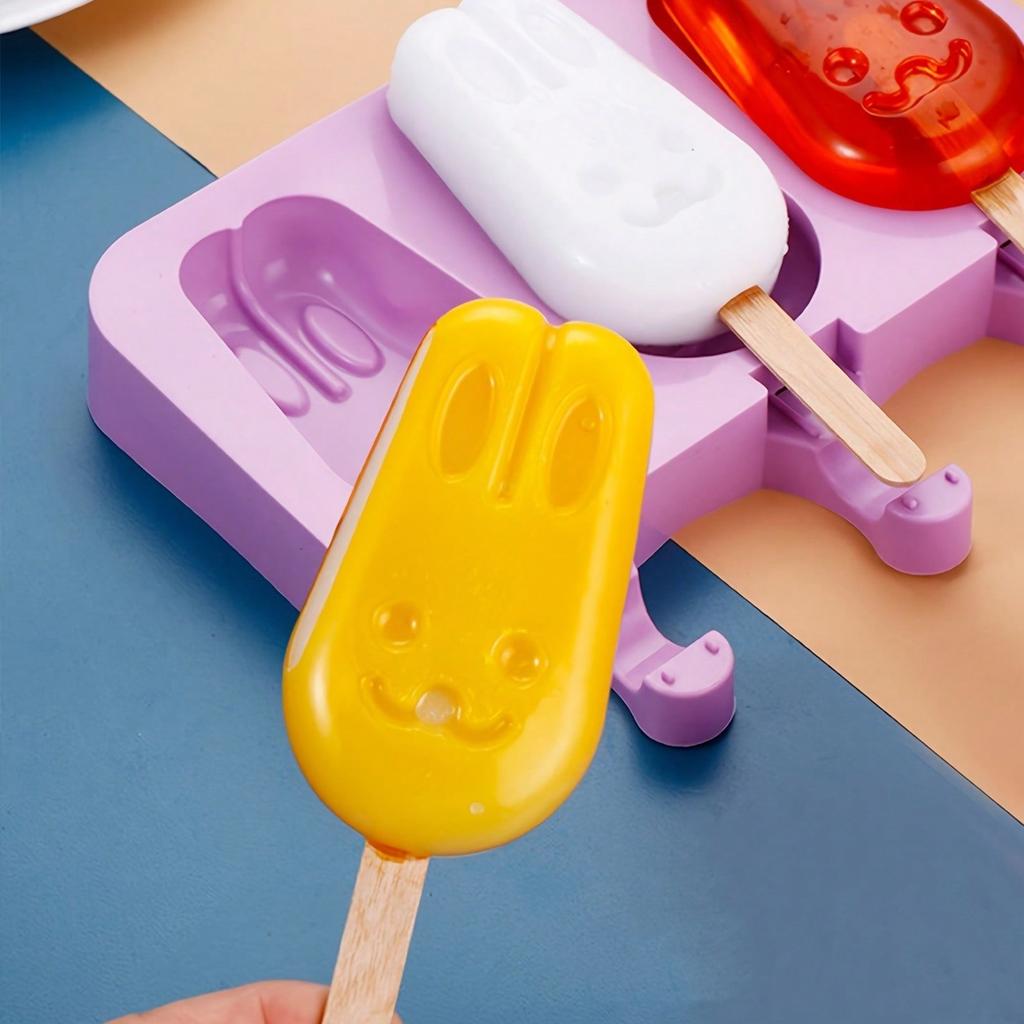 Animal Shape Silicone Ice Cream Molds Foldable, Non-Stick, Temperature Safe - Make Popsicles, Pudding