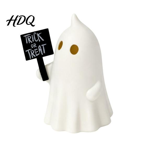 Atmospheric Night Light Halloween Up Ghost Figurine Cute Small Resin Statue Spooky Desktop Gift for Bestie Ornament Table Mantel Shelf Tiered