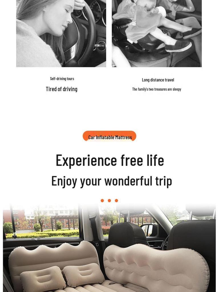 PVC Flocking Inflatable Car Mattress - Universal Travel Bed for Rear Seat
