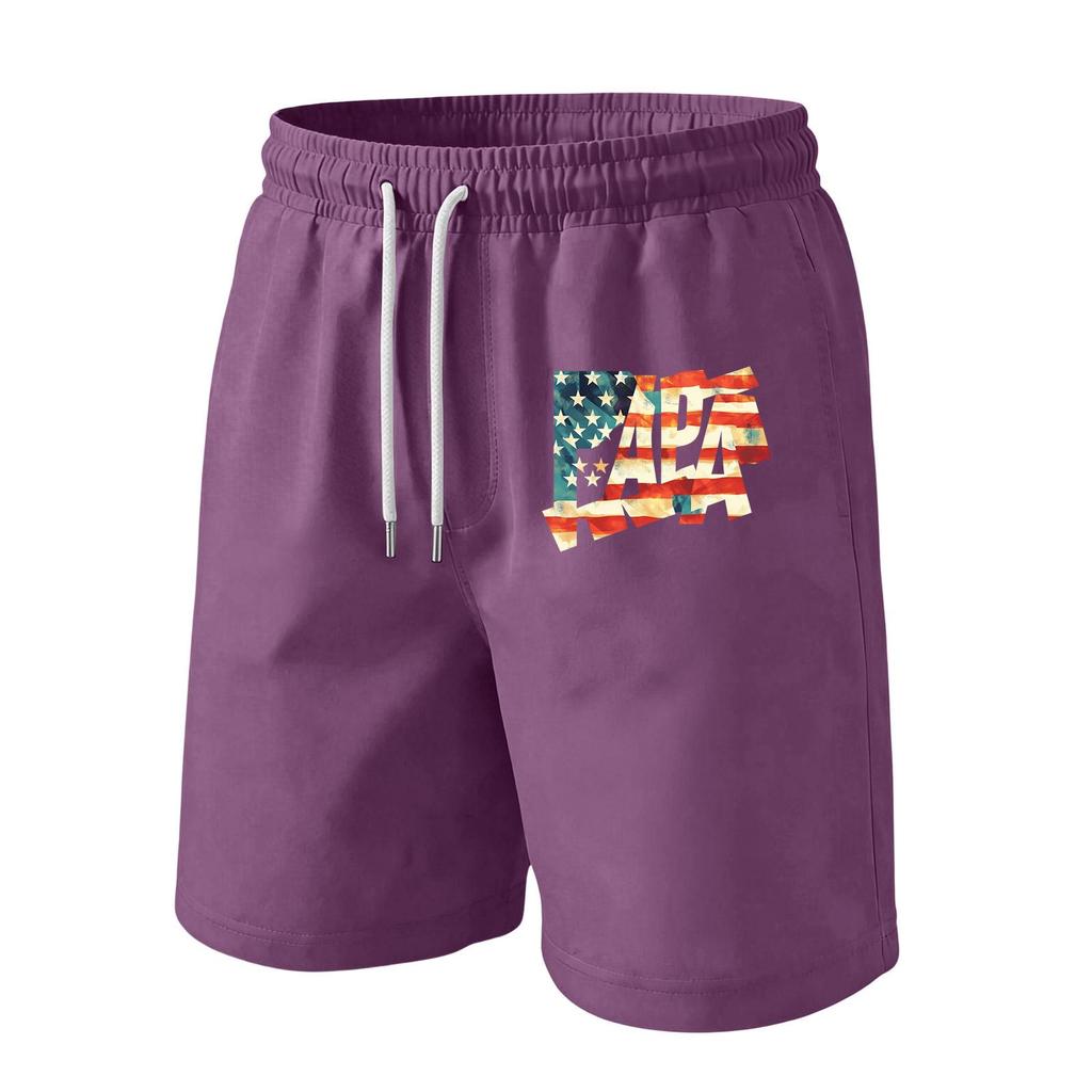 Men's Casual Drawstring Waist Shorts with Flag Print Lightweight Comfortable Fit Suitable for Daily Wear and Outdoor Activities
