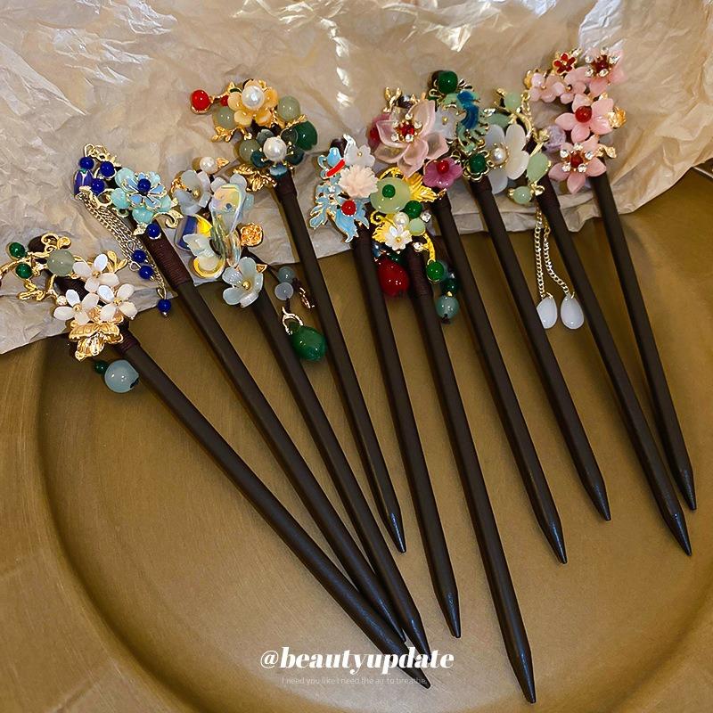 New Chinese Style Butterfly Flower Bead Tassel Hairpin, Chinese Style High-End Hairpin, Hanfu Versatile Hairpin, Hair Accessory for Women