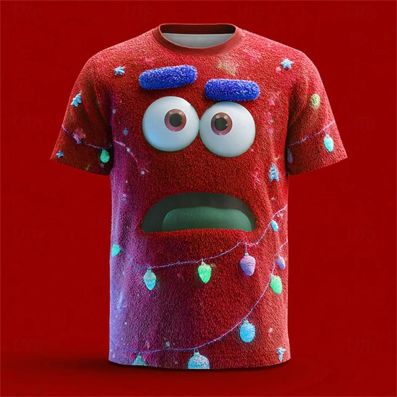 Men's Fun Emoticon Print T-Shirt Casual Short-Sleeve Fashion Party Crew Neck T-Shirt Men's Summer Outdoor Apparel Women Tees Top