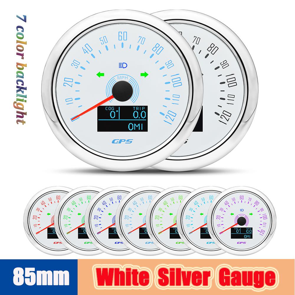 

0~120 миль в час GPS спидометр тахометр для автомобиля грузовика лодки автофургона 85 мм водонепроницаемый датчик скорости с GPS антенной мотоциклетные счетчики 12 В 24 В