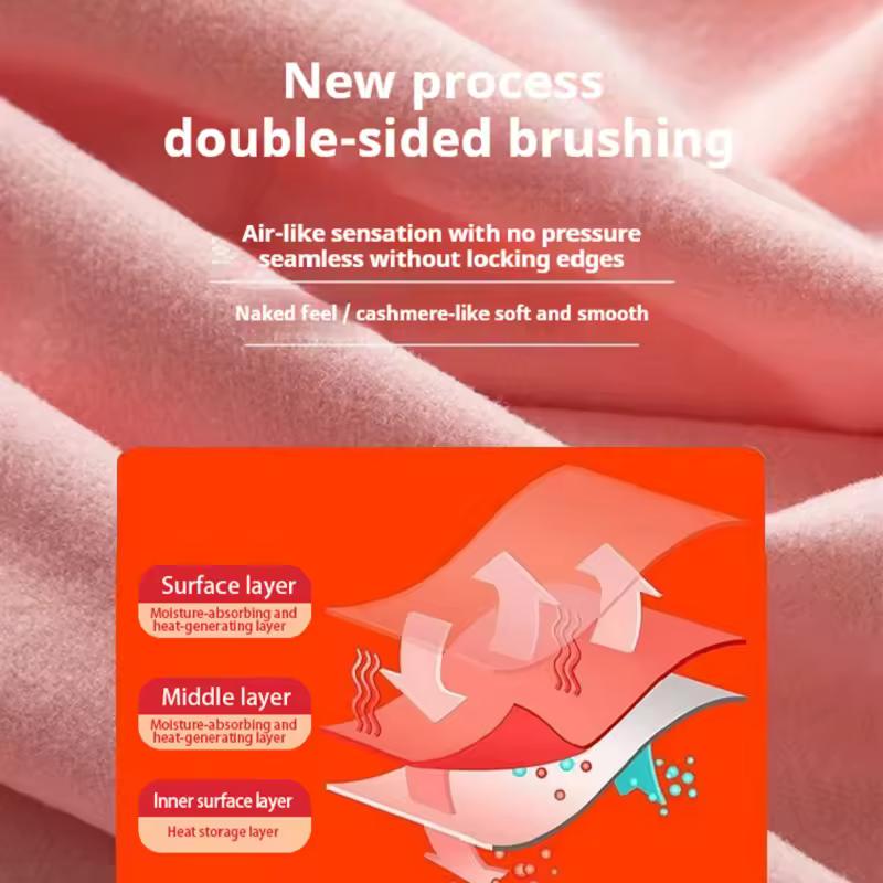 Women's Seamless Thermal Underwear 1 Set Winter Warm Clothing Comfortable Underwear Ladies Sexy Solid Lingerie Long Warm Set