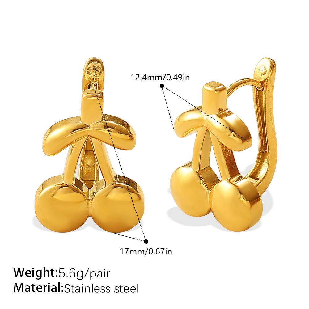 European and American ins sweet and cool wind cherry earrings stainless steel small fresh exquisite cute earrings women