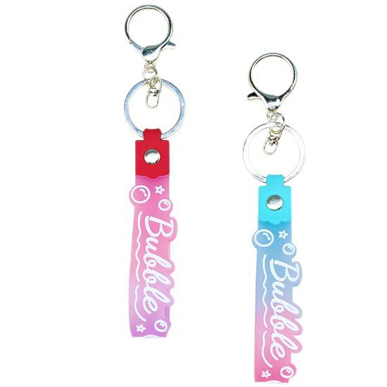 Candy Gradient Keychain: Leather Cord Charm, Transparent PVC Wristband, Floating Bottle Lanyard, Small Gift Accessory.