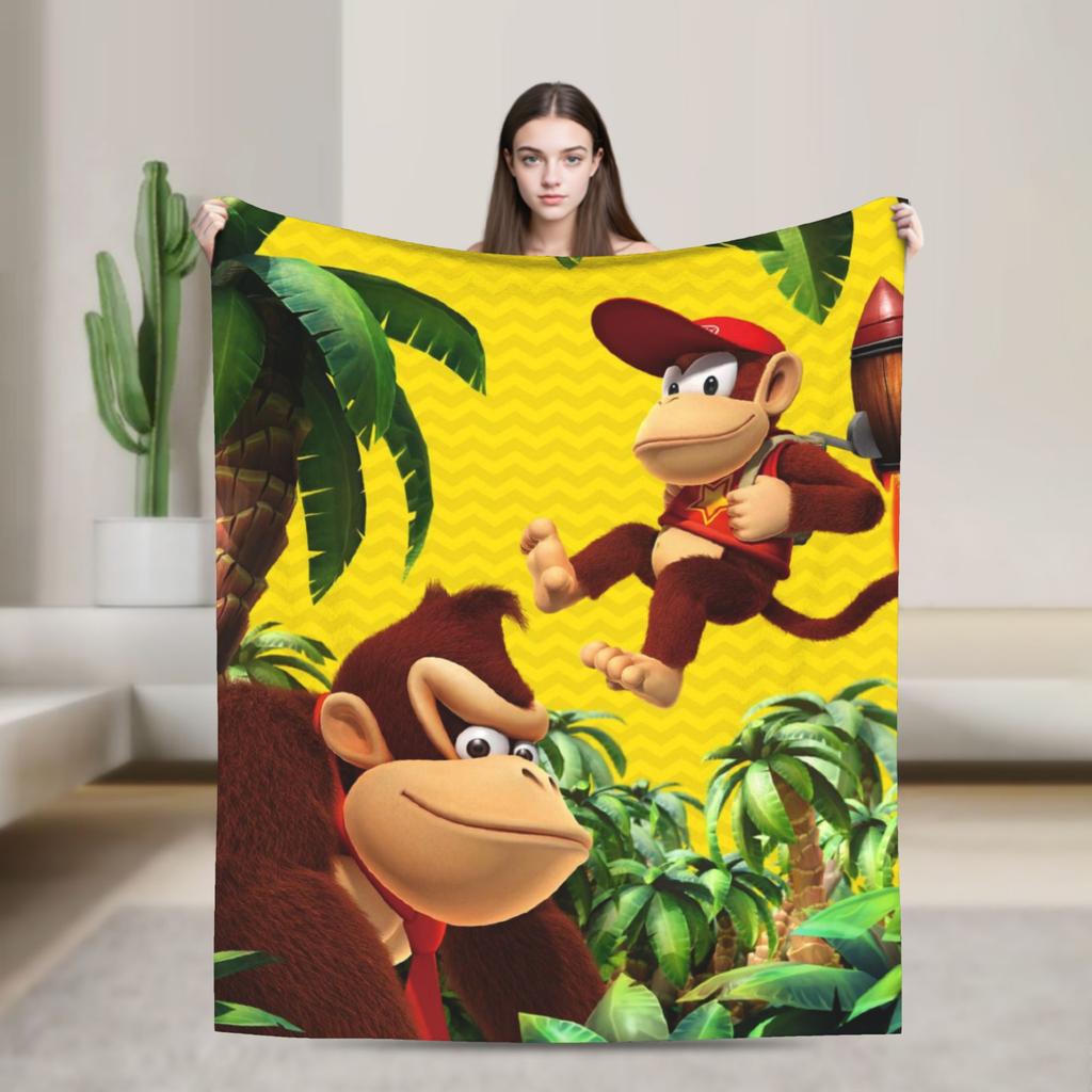 Fun Donkey Kongs Plush Blankets Girls Boys Flannel Bedding Throws For Couch Chair Super Soft Design Quality Bedspread Gift