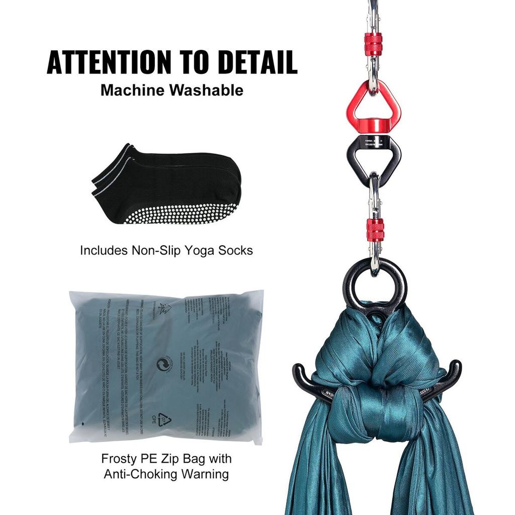 Aerial Silk & Yoga Swing, 8.7 Yards, Aerial Yoga Hammock Kit with 100gsm Nylon Fabric, Full Rigging Hardware & Easy Set-up Guide, Antigravity Flying