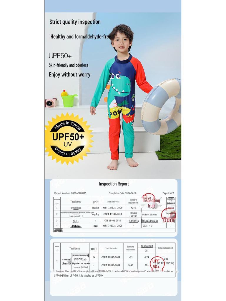 Children's Long Sleeve Sun Protection Quick-Drying Swimsuit Set for Boys