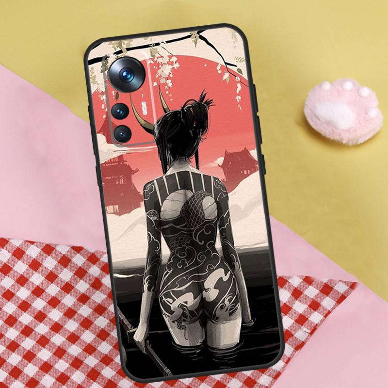 Samurai Warrior Geisha Case For Xiaomi 13 13T Pro 12T 11T 12 Lite 12X POCO X3 X5 Pro X4 F4 GT M5 M5s F3 F5 Funda