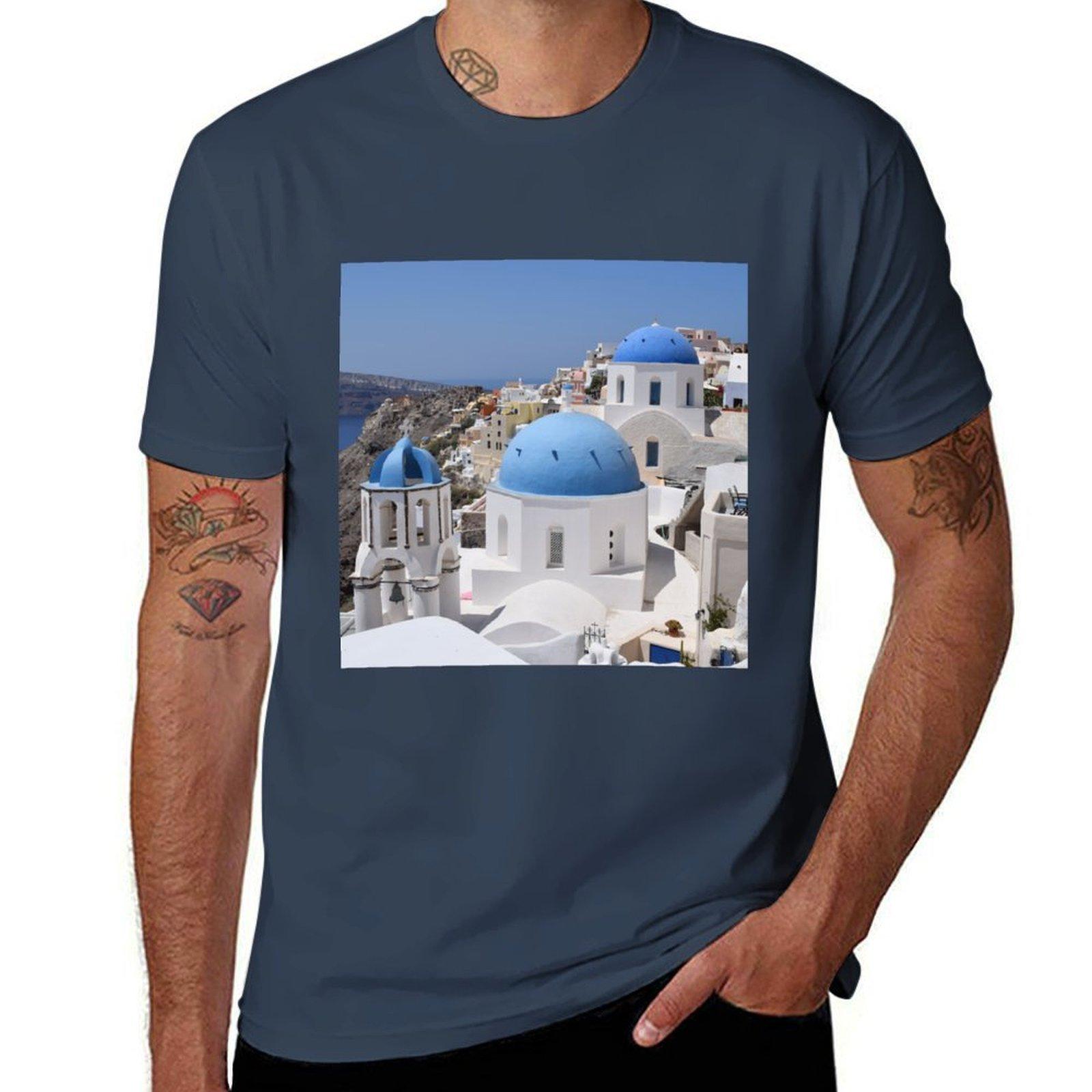 Santorini blue dome TShirt Outdoor Sports Lightweight Tee S
