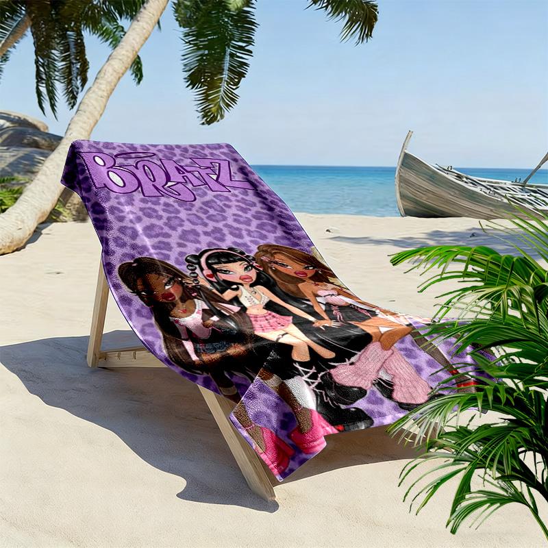 Bratz Cartoon Print Beach Towel, Large Soft Quick Dry Towel for Beach Camping Swimming