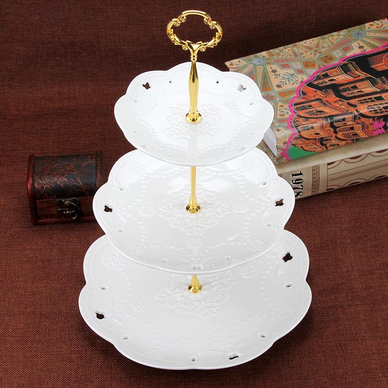 Versatile Sunflower Type Gold Silver Fruit Cake Plate Stand Holder