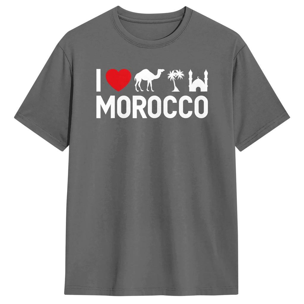 Awesome I Love Morocco TShirts Men Round Collar Cotton T Shirts  Short Sleeve Tee Shirt Original Clothing