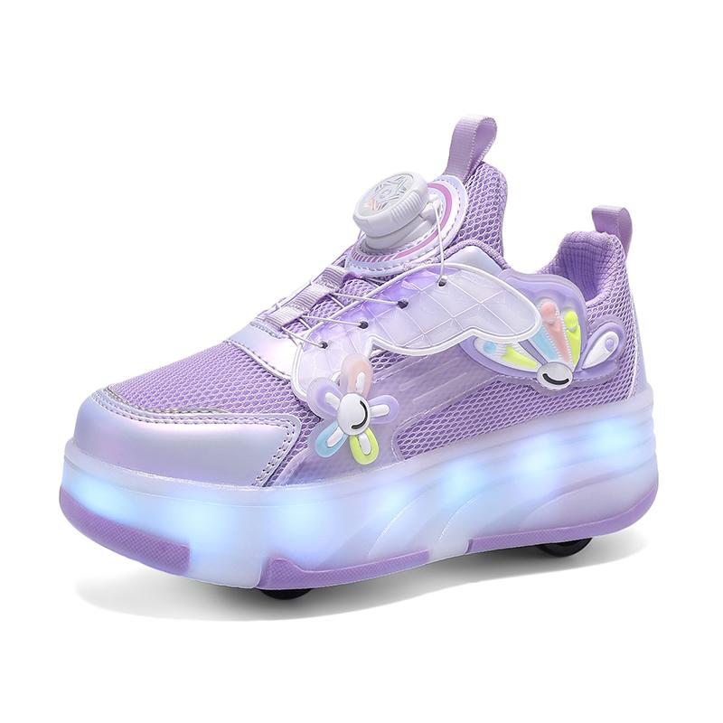 Children S Light Roller Skate Shoes Led Four-Wheel Lights Roller Skates Casual Cute Cartoon Graphic Sports Shoes Children S Gift 35