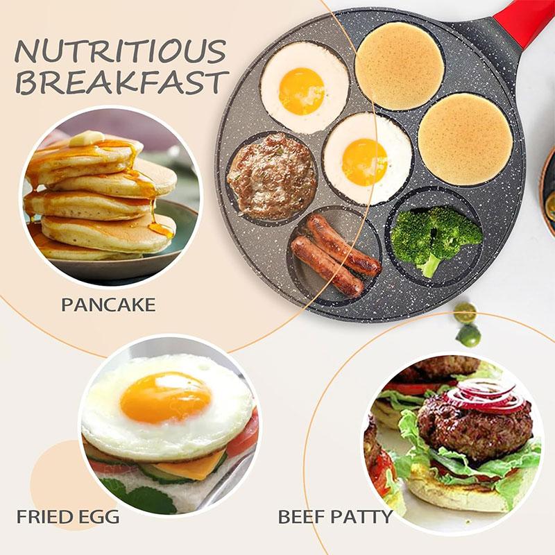 7-Cup Omelet Mini Pancake Cooker Pan Breakfast Nonstick Pancake Griddle Egg Frying Pan Skillet Gas Stove & Induction Cookware