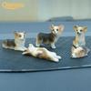 Psí figurky Atraktivní Rozkošná Póza DIY Materiál Zahradní Ozdoba Figurka Miniaturní Corgi pro Kancelář