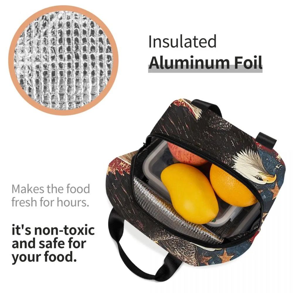Vintage American Flag Eagle Insulated Lunch Bag for Women Kids Leakproof Food Boxes Thermal Lunch Box Tote