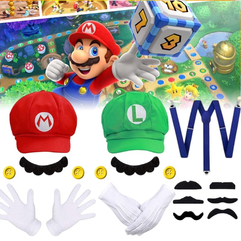 Sombrero de Sol Octogonal Oficial de Personaje Mario para Adulto, Gorra de Béisbol y Set de Accesorios
