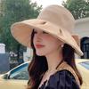 New solid color sun hat women's sun protection and UV protection summer big brim showing face small versatile fisherman hat