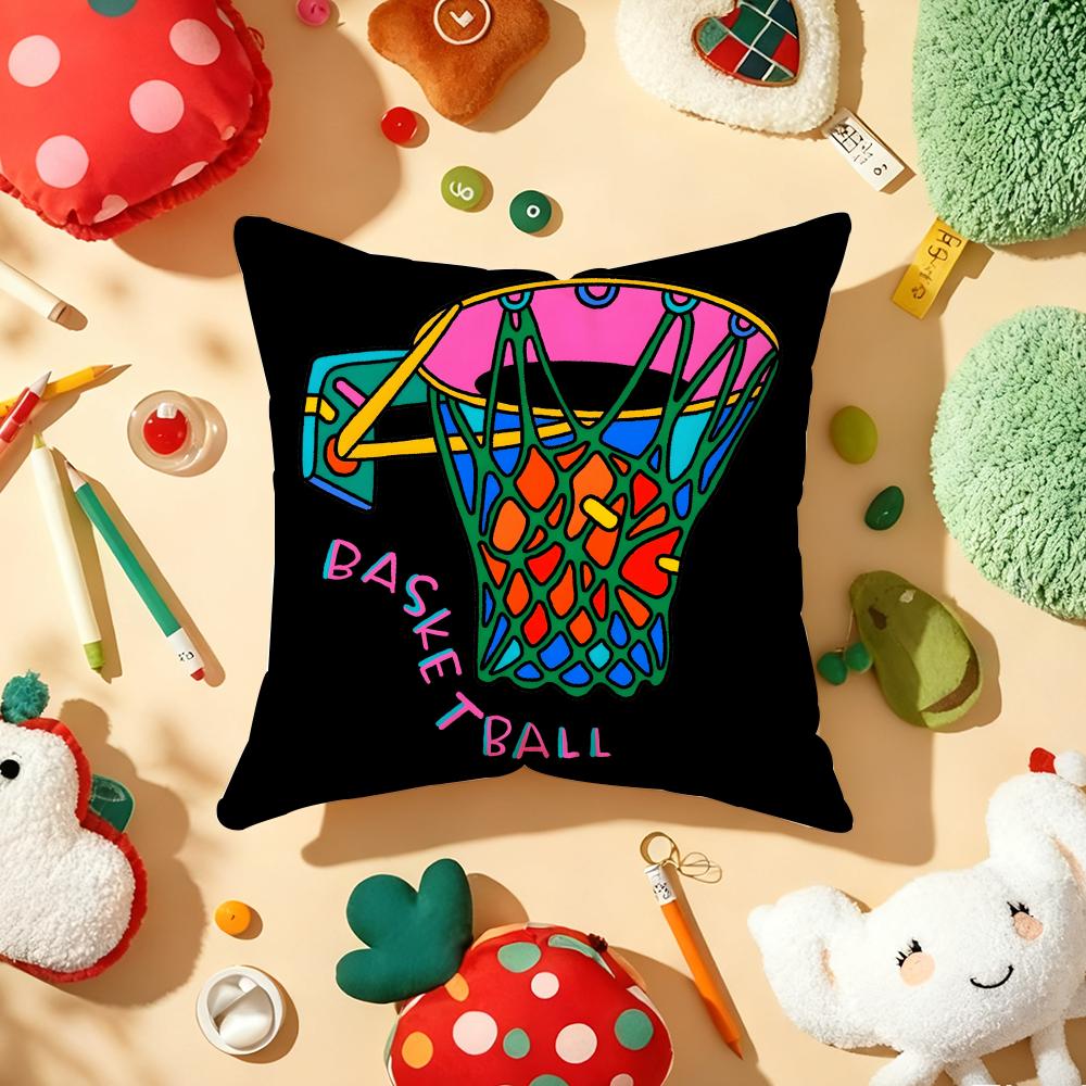 Ball Sports Doodles Cushion Cover Plush Fabric Soft DoubleSided Printed Sofa Warm Winter Home Gift Pillow Cover 30x30cm