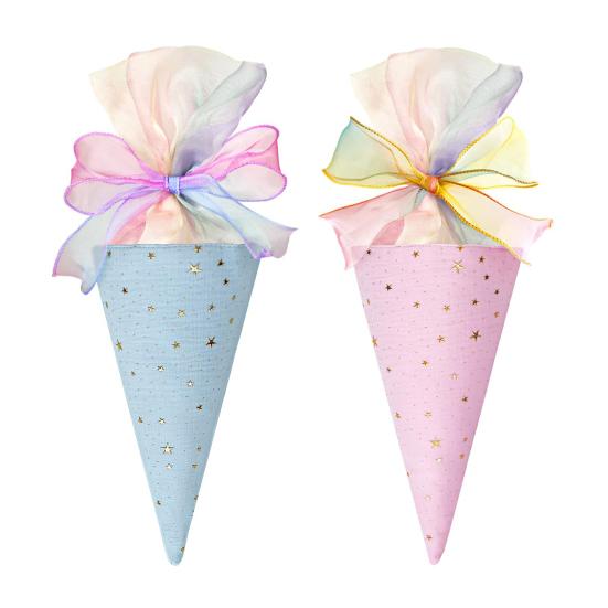 

2 шт. Розовый бант Конус Целлофановый пакет Сделай сам Пакеты для угощений в форме сладкого конуса для свадебных подарков, сладких закусок, попкорна