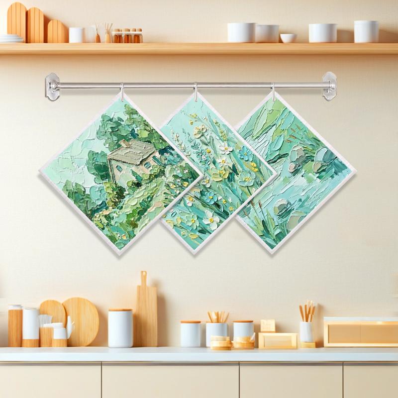 

6PCS Cleaning Dishcloths Reusable Kitchen Dish Towels Landscape Painting Dishcloth Absorbent Lint Free Cloth Washable Duster Rags Tea Towels J113B-3 PCS