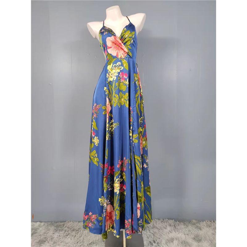 Export Single Lu Sling Smooth Fabric Temperament Vacation Summer New Arrival High Quality Banquet Party Dress Women