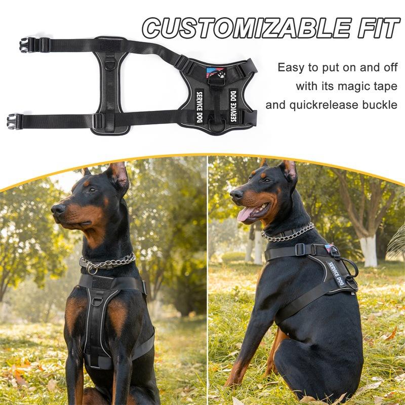 Shock Absorption Night Vision Reflective Pet Tactical Chest Strap, Dog Vest Leash, Dog Walking Leash