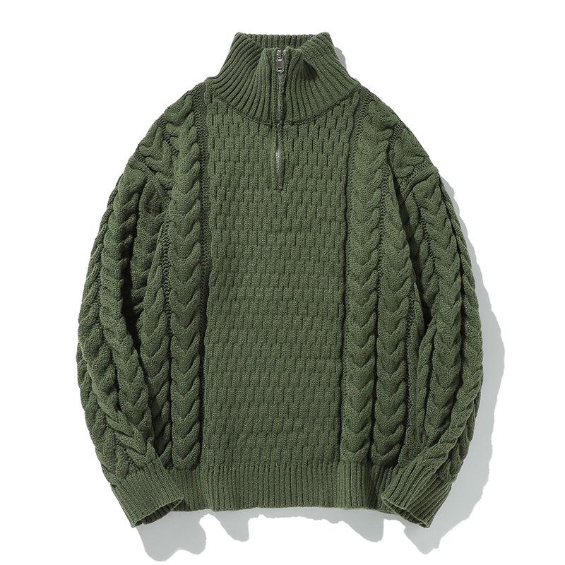 Autumn Winter Crew Neck Wool Cable Knit Sweater - Couple Horse Design, Trendy and Versatile
