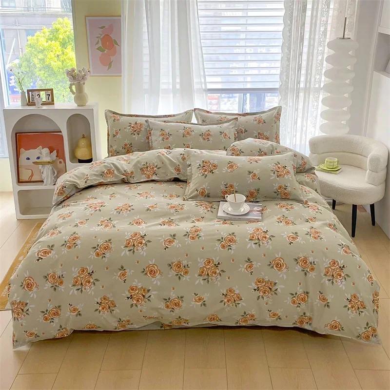 Romantic Peony Floral Duvet Cover Set Reversible Shabby Flower Comforter Cover with 2 Pillowcase Vintage Farmhouse Bedding Set