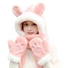 Rabbit Warm Hat Scarf Gloves Integrated Cute Autumn and Winter Stitch Plush Scarf Windproof Three-piece Female