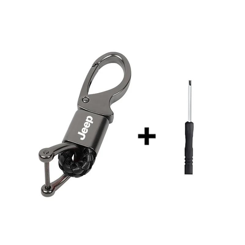För Jeep Zinklegering Bilnyckelring Flätad Rep Nyckelring Nyckeltillbehör För Jeep Grand Cherokee Wrangler JK Gladiator Compass R