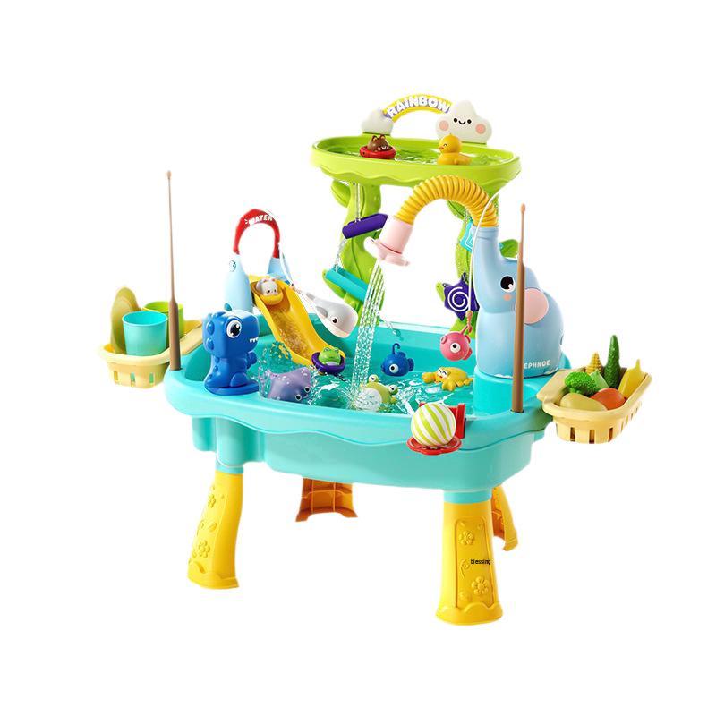 Children's Day Electric Water Play Table: Role-Playing Dishwashing, Fishing, Slide, and Sprinkler Toys