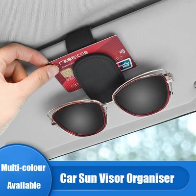 Clip pentru ochelari de mașină Parasolar Depozitare multifuncțională Ticket Suport pentru cărți de vizită Husă din piele pentru ochelari Clip Accesorii auto