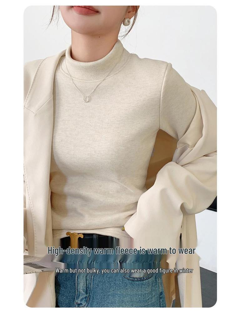 Women's H129 Orlon Semi-High Neck Fleece-Lined Warm Base Layer Top