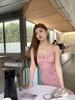 2026 Spring/Summer Pink Bamboo Rhyme Spaghetti Strap Long Dress for Women