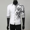 Single-breasted Chinese Style Shirt Turn-down Collar Long Sleeve Men Autumn Top for Daily Wear