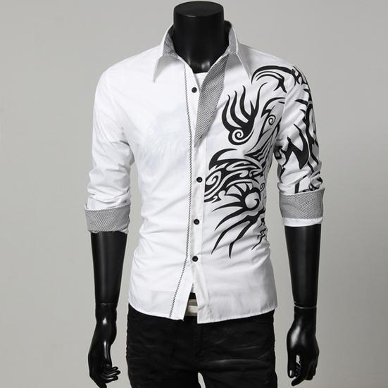 Single-breasted Chinese Style Shirt Turn-down Collar Long Sleeve Men Autumn Top for Daily Wear