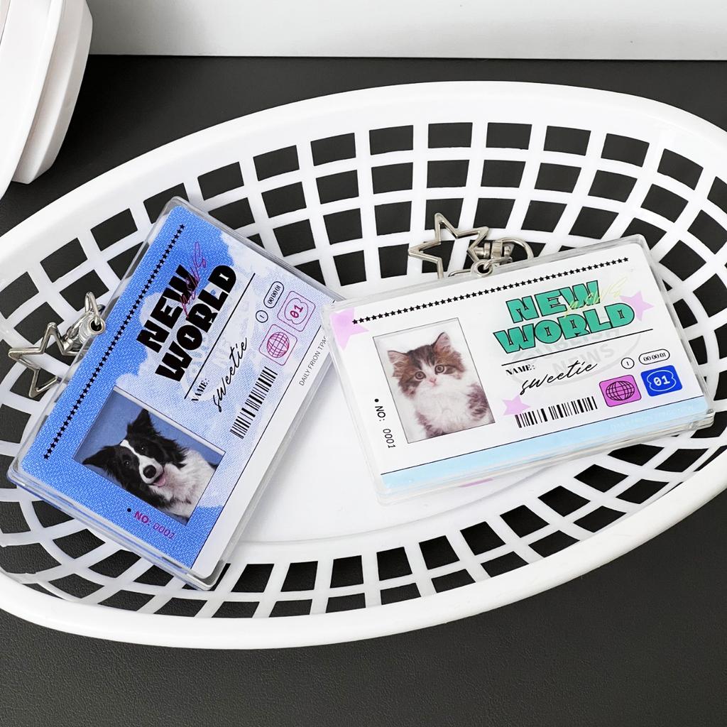 Transparent ID Acrylic Card Holder 1 inch Photo Cover Pendant Keychain Mini Star Photocard Frame Protective Sleeve Decoration