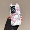 KEYSION Cute Ear Cartoon Case for OPPO A79 5G with Lanyard Soft Silicone+PC Shockproof Phone Back Cover for OPPO A79 5G