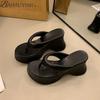 Platform High Heels Slippers Women Flip Flops Shoes Woman Wedges Sandals 2025 Trend Dress Square Toe Pumps Summer Slides Mujer