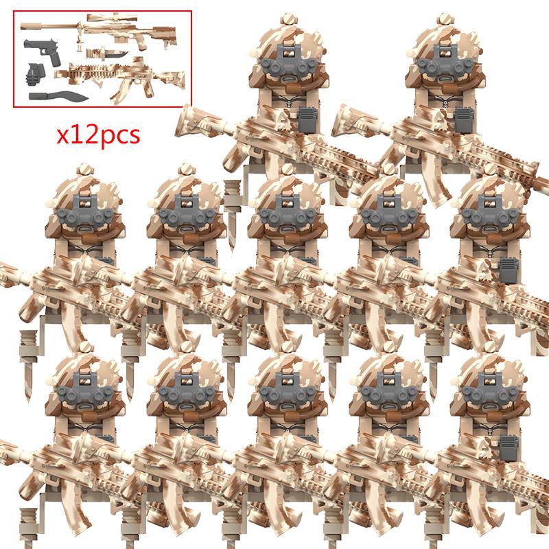 Military Figures Soldier Building Block SWAT Special Forces Assault Team Camouflage Troops Vehicle Bricks Toy