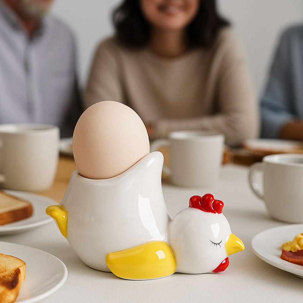Ceramic Cartoon Eggs Holder Chicken Shape Eggs Base Creative Chicken Eggs Cup  Breakfast