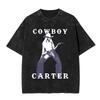 Camiseta Lavada com Logo do Álbum de Música Pop da Cantora Beyonce Camisetas Cowboy Carter Masculinas Vintage Oversized Camisetas Casuais de Algodão